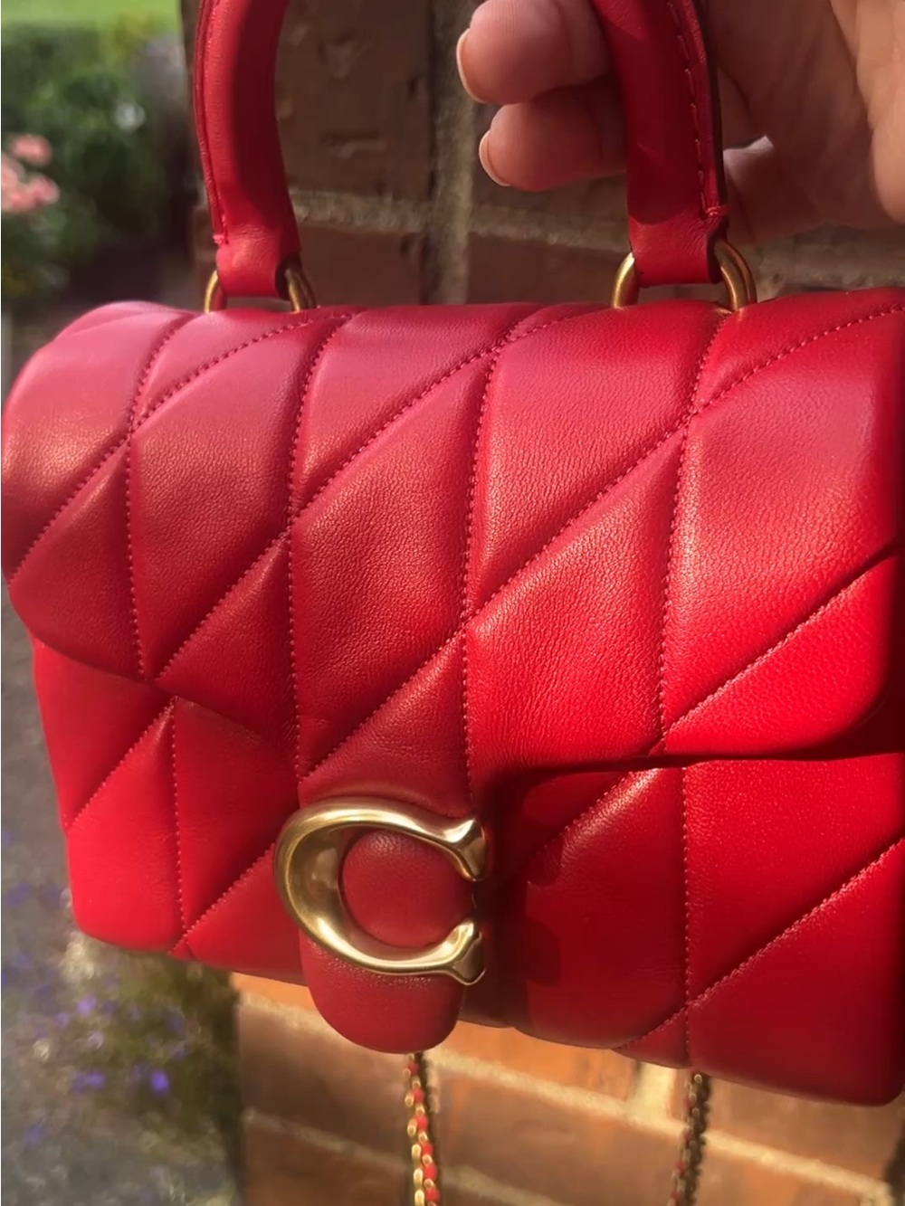 NWT Coach Tabby Top Handle Candy Apple Red Quilted Top-Handle Shoulder Bag